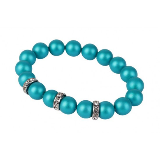 Karkötő, türkiz SWAROVSKI® gyöngyből, fehér rondella kristállyal, 10mm, ART CRYSTELLA® M