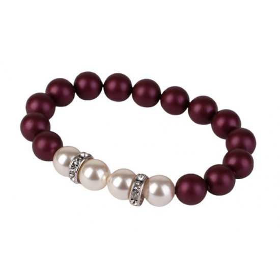 Karkötő, ametiszt lila-fehér SWAROVSKI® gyöngyből, fehér rondella kristállyal, 10mm, ART CRYSTELLA® M Karkötő, ametiszt lila-fehér SWAROVSKI® gyöngyből, fehér rondella kristállyal, 10mm, ART CRYSTELLA® M