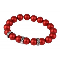 Karkötő, tűzpiros SWAROVSKI® gyöngyből, fehér rondella kristállyal, 10mm, ART CRYSTELLA® M Karkötő, tűzpiros SWAROVSKI® gyöngyből, fehér rondella kristállyal, 10mm, ART CRYSTELLA® M