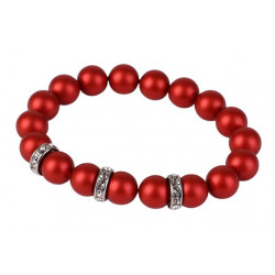 Karkötő, tűzpiros SWAROVSKI® gyöngyből, fehér rondella kristállyal, 10mm, ART CRYSTELLA® M