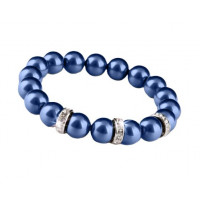 Karkötő, sötétkék SWAROVSKI® gyöngyből, fehér rondella kristállyal, 10mm, ART CRYSTELLA® M