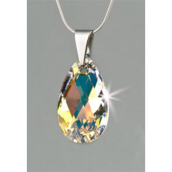 Nyaklánc, esőcsepp formájú, színjátszós fehér SWAROVSKI® kristállyal, 16mm, ART CRYSTELLA® Nyaklánc, esőcsepp formájú, színjátszós fehér SWAROVSKI® kristállyal, 16mm, ART CRYSTELLA®