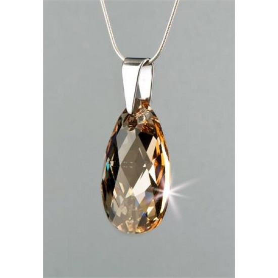 Nyaklánc, esőcsepp formájú, pezsgő színű SWAROVSKI® kristállyal, 16mm, ART CRYSTELLA®