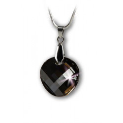 Nyaklánc, kerek formájú, Black Diamond SWAROVSKI® medállal, 18mm ART CRYSTELLA®