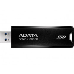 SSD (külső memória), 1TB, USB 3.2, 500/550MB/s, ADATA "SC610", fekete-piros