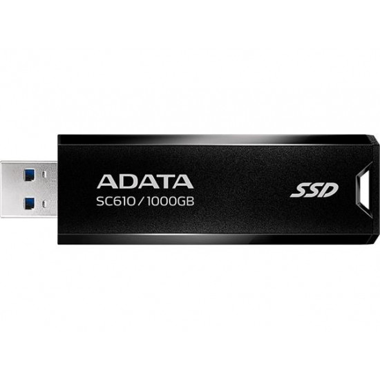 SSD (külső memória), 1TB, USB 3.2, 500/550MB/s, ADATA "SC610", fekete-piros
