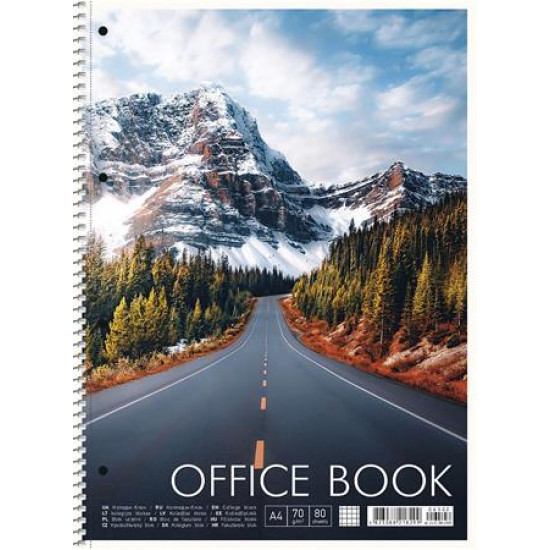 Spirálfüzet, A4+, kockás, 80 lap, SHKOLYARYK "Office book", vegyes