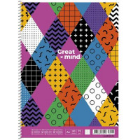 Spirálfüzet, kockás, A4+, 80 lap, SHKOLYARYK "Great Mind", vegyes Spirálfüzet, kockás, A4+, 80 lap, SHKOLYARYK "Great Mind", vegyes