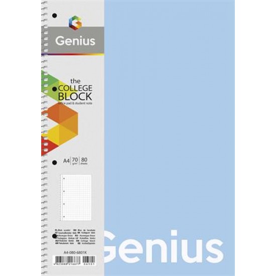 Spirálfüzet, kockás, A4, 80 lap, PP borító, SHKOLYARYK "Genius Pastel", vegyes