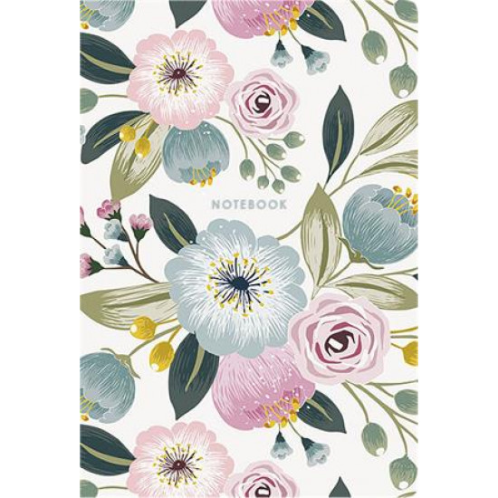 Jegyzetfüzet, kockás, A5, 80 lap, SHKOLYARYK "Pastel flowers", vegyes