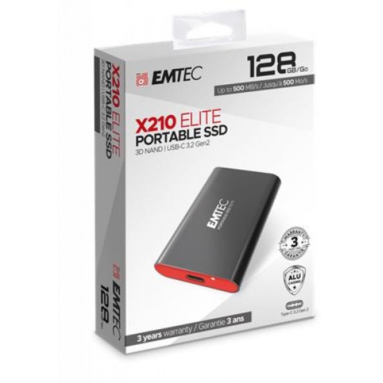 SSD (külső memória), 128GB, USB 3.2, 500/500 MB/s, EMTEC "X210"