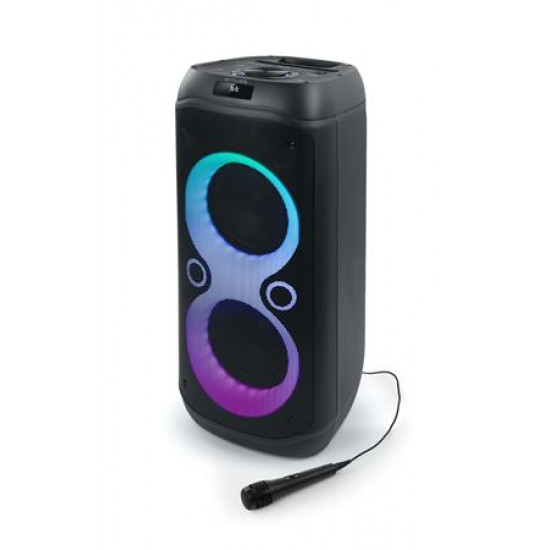Hangszóró, Bluetooth, mikrofonnal, LED fényekkel, 600W, MUSE "M-1937DJ", fekete