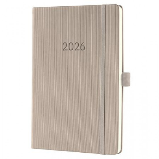 Naptár, A5, heti, 2026, kemény borító, SIGEL "Conceptum", taupe