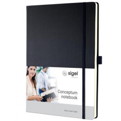 Jegyzetfüzet, exkluzív, A4, vonalas, 97 lap, keményfedeles, SIGEL "Conceptum", fekete Jegyzetfüzet, exkluzív, A4, vonalas, 97 lap, keményfedeles, SIGEL "Conceptum", fekete