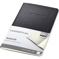 Füzet, exkluzív, A6, vonalas, 32 lap, puhafedeles, SIGEL "Conceptum", fekete