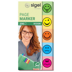Jelölőcímke, papír, 5x40 lap, 20x50 mm, SIGEL "Smile", vegyes szín