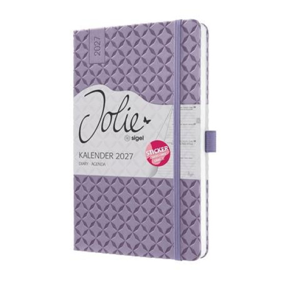 Naptár, A5, heti, 2027, kemény borító, SIGEL "Jolie",  Lavender Purple