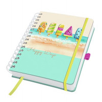 Spirálfüzet, 168x215 mm, pontrácsos, 120 lap, keményfedeles, SIGEL "Jolie Summer Breeze" Spirálfüzet, 168x215 mm, pontrácsos, 120 lap, keményfedeles, SIGEL "Jolie Summer Breeze"