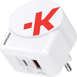 Hálózati töltő, 1xUSB-A, 1xUSB-C, PD, 65W, GaN, USB-C kábel, SKROSS Hálózati töltő, 1xUSB-A, 1xUSB-C, PD, 65W, GaN, USB-C kábel, SKROSS