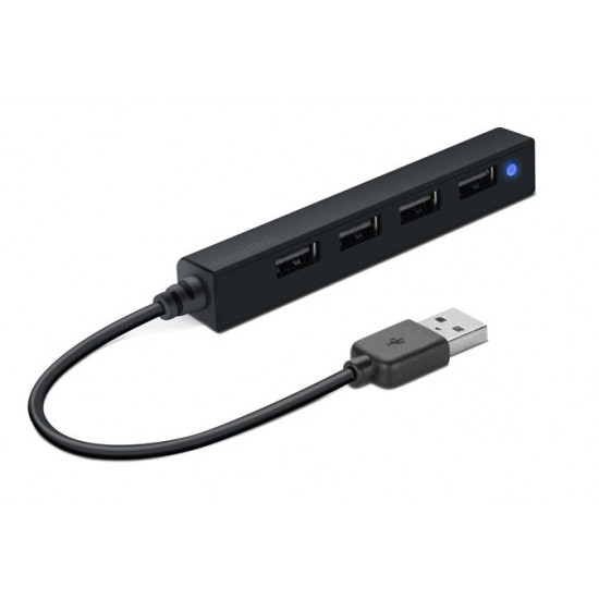 USB elosztó-HUB, 4 port, USB 2.0, SPEEDLINK "Snappy Slim" fekete