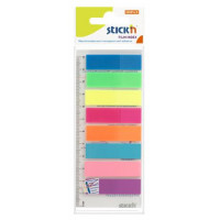 Jelölőcímke, műanyag, 8x25 lap, 45x12 mm, STICK N, neon színek