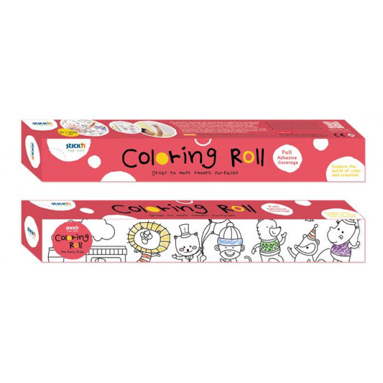 Színező tekercs, öntapadó, 31x355 cm, STICK N, parti vonat