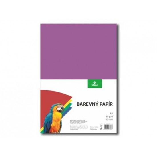 Színes papír,  A3, 80g, 12x5 lap, STEPA, vegyes színek Színes papír,  A3, 80g, 12x5 lap, STEPA, vegyes színek