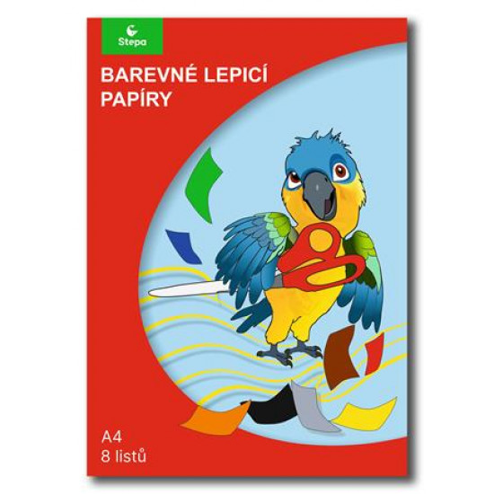Színes papír, A4 , öntapadó, 8 lap, STEPA, vegyes színek