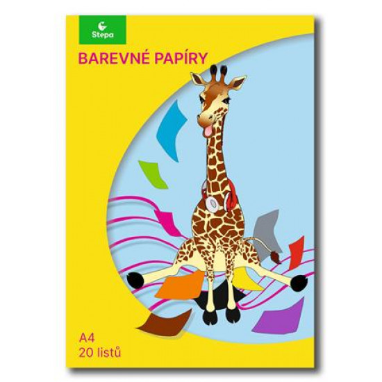 Színes papír,  A4, 80g, 2x10 lap  STEPA, vegyes színek Színes papír,  A4, 80g, 2x10 lap  STEPA, vegyes színek