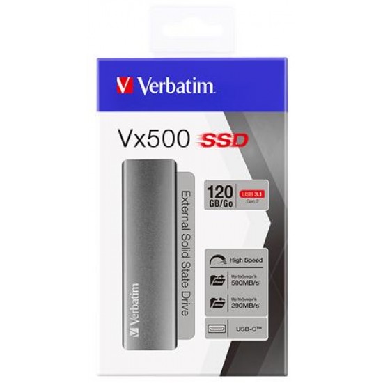 SSD (külső memória) 120 GB, USB 3.1, VERBATIM "Vx500", szürke