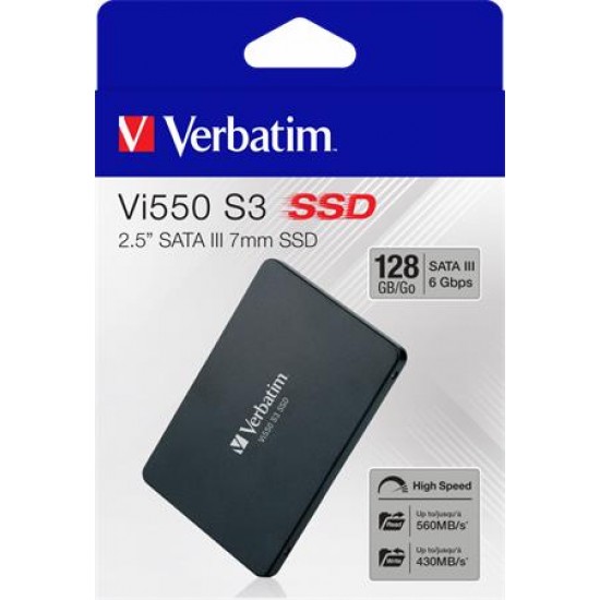 SSD (belső memória), 128GB, SATA 3, 430/560MB/s, VERBATIM "Vi550"
