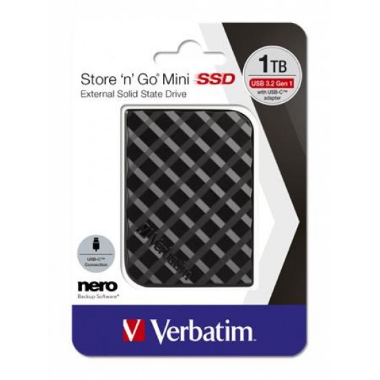 SSD (külső memória), 1TB, USB 3.2 VERBATIM "Store n Go Mini", fekete