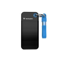SSD (külső memória) 1TB, USB 3.2 Gen2, VERBATIM "Pocket SSD", fekete/kék SSD (külső memória) 1TB, USB 3.2 Gen2, VERBATIM "Pocket SSD", fekete/kék