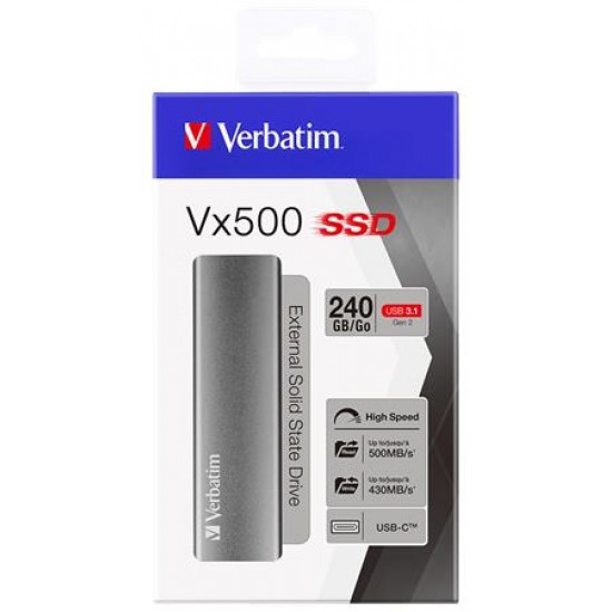 SSD (külső memória) 240 GB, USB 3.1, VERBATIM "Vx500", szürke