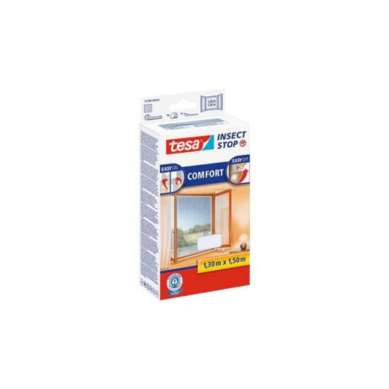 Szúnyogháló, ablakra, tépőzáras, 1,3 x 1,3 m,  TESA® "Comfort", fehér