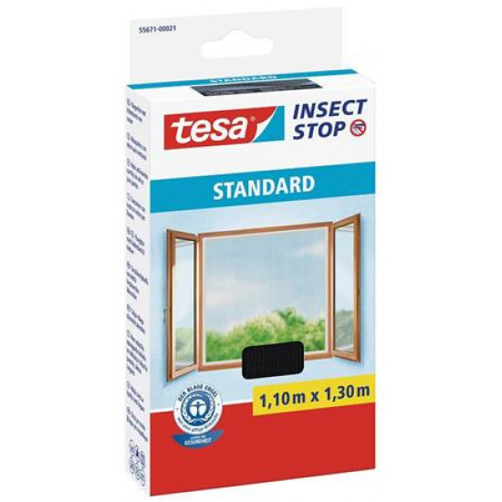 Szúnyogháló, ablakra, tépőzáras, 1,1 x 1,3 m, TESA, antracit