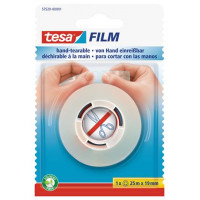 Ragasztószalag, kézzel téphető, 19 mm x 25 m, TESA "Tesafilm", átlátszó