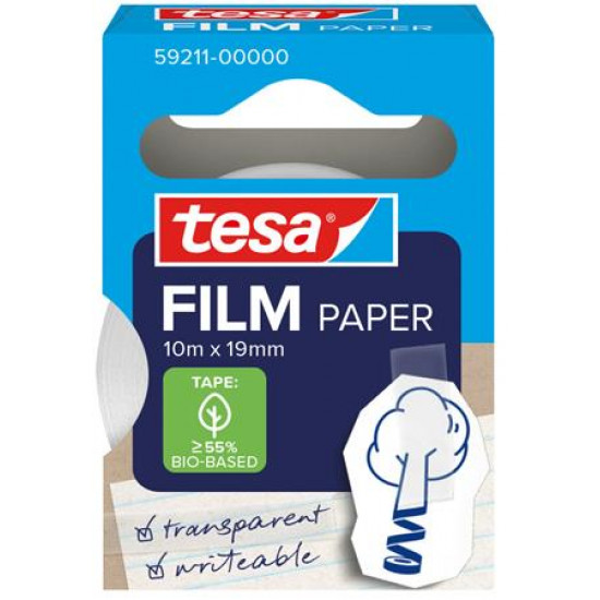 Ragasztószalag, írható, papír, 19 mm x 10 m, TESA "Tesafilm", átlátszó