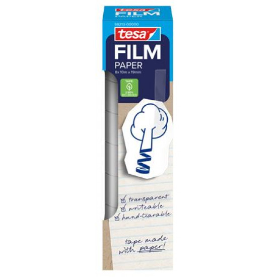 Ragasztószalag, írható, papír, 19 mm x 10 m, TESA "Tesafilm", átlátszó