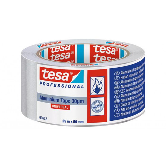 Alumínium szalag, 50 mm x 50 m, TESA® "Professional 63632", ezüst Alumínium szalag, 50 mm x 50 m, TESA® "Professional 63632", ezüst