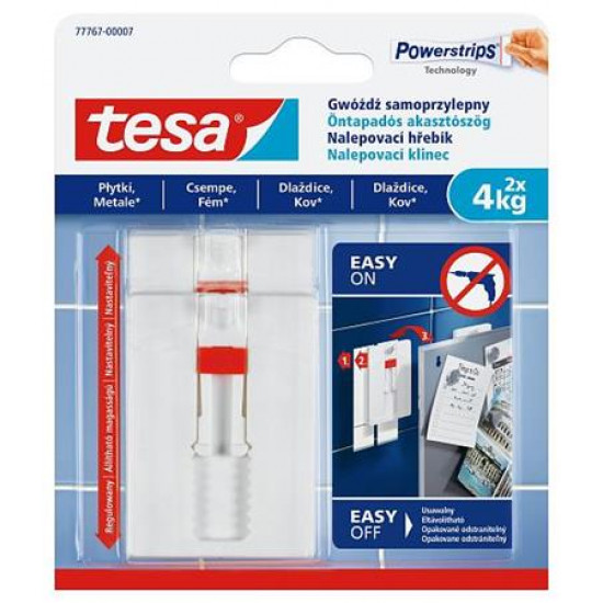 Akasztószög, öntapadó, állítható, TESA "Powerstrips®", sime felületre
