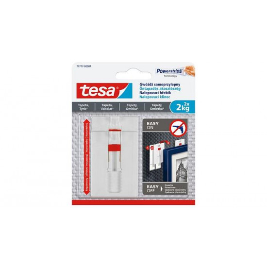 Akasztószög, öntapadó, állítható, TESA "Powerstrips®", érzékeny felületre