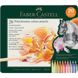 Színes ceruza készlet, fém doboz, FABER-CASTELL "Polychromos", 20 különböző szín
