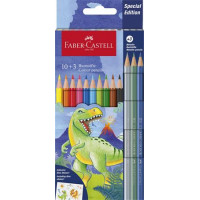 Színes ceruza készlet, hatszögletű, FABER-CASTELL"Dinoszaurusz" 10+3 különböző szín Színes ceruza készlet, hatszögletű, FABER-CASTELL"Dinoszaurusz" 10+3 különböző szín