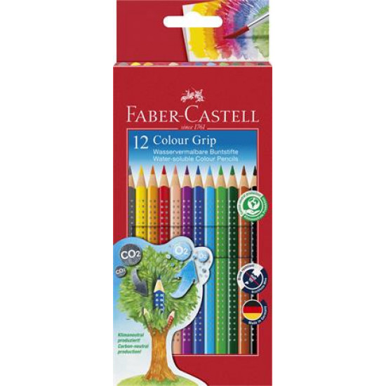 Színes ceruza készlet, háromszögletű, FABER-CASTELL "Grip 2001", 12 különböző szín