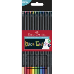 Színes ceruza készlet, háromszögletű, FABER-CASTELL "Black Edition",  12 különböző szín
