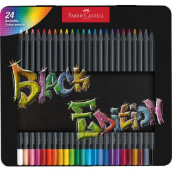 Színes ceruza készlet, háromszögletű, fémdobozban, FABER-CASTELL "Black Edition",  24 különböző szín
