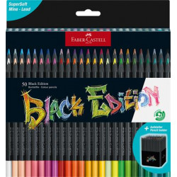 Színes ceruza készlet, háromszögletű, FABER-CASTELL "Black Edition",  50 különböző szín