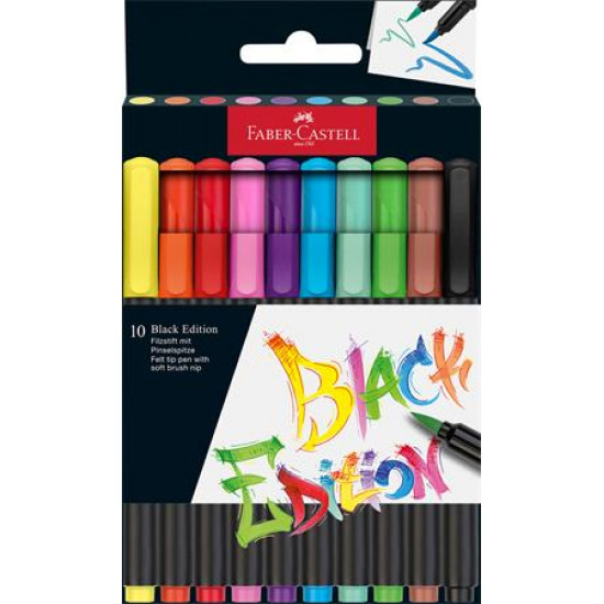 Ecsetirón készlet, FABER-CASTELL "Black Edition" 10 különböző szín