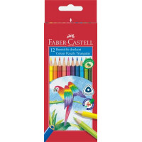 Színes ceruza készlet, háromszögletű, FABER-CASTELL "Papagáj", 12 különböző szín Színes ceruza készlet, háromszögletű, FABER-CASTELL "Papagáj", 12 különböző szín